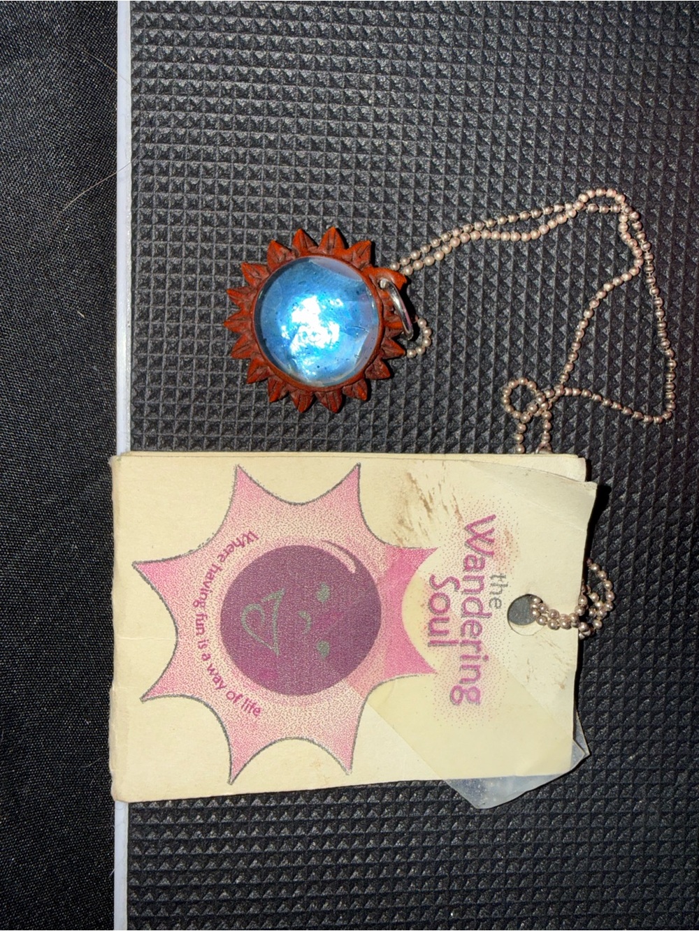 Sunburst Blue Glass Pendant 925 Necklace -